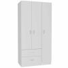 Austral 3 Door Armoire with Drawers, Shelves, and Hanging Rod -White
