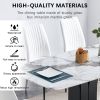 Faux Marble Dining Table Set with Convertible Base, Luxury Rectangular Kitchen Table for 6-8, Modern White Faux Marble Dining Room Table with MDF Base