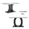 Faux Marble Dining Table Set with Convertible Base, Luxury Rectangular Kitchen Table for 6-8, Modern White Faux Marble Dining Room Table with MDF Base